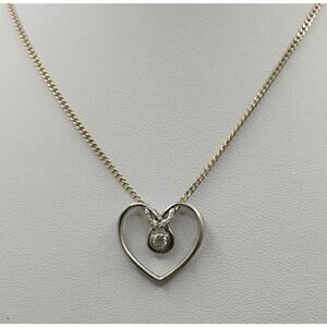 Diamond Heart Pendant in Sterling Silver on 24-inch Chain